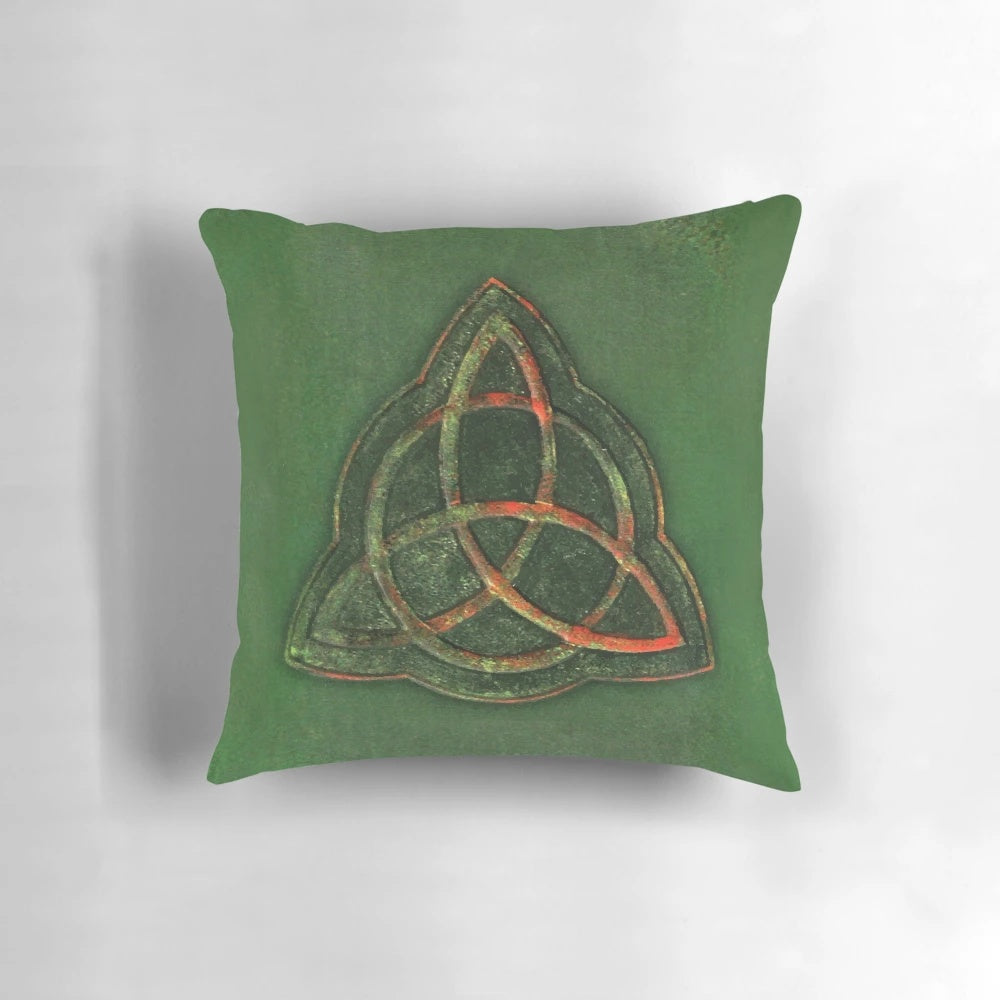Charmed-inspired triquetra design pillow in green
