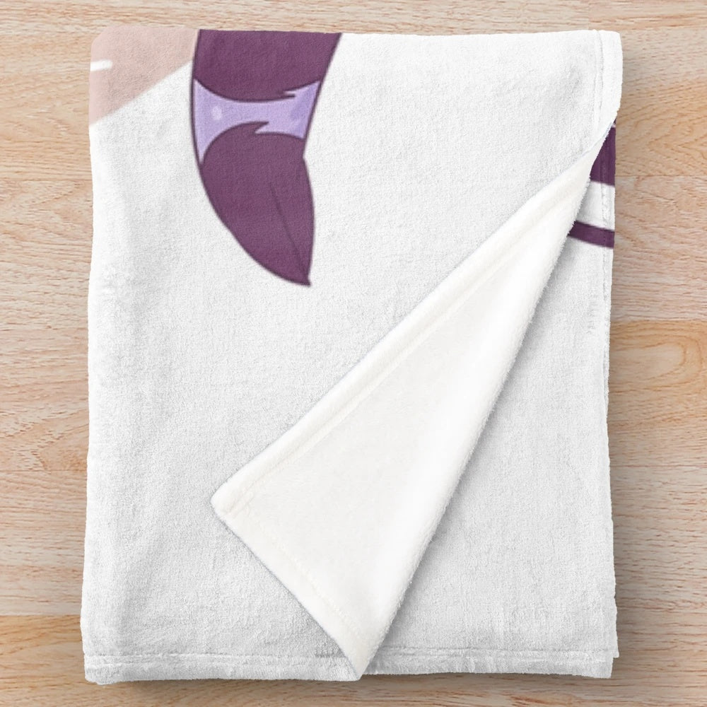 Cute plush blanket featuring a cartoon raccoon character