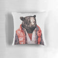 Cozy black bear decorative pillow perfect for a woodland-themed nursery