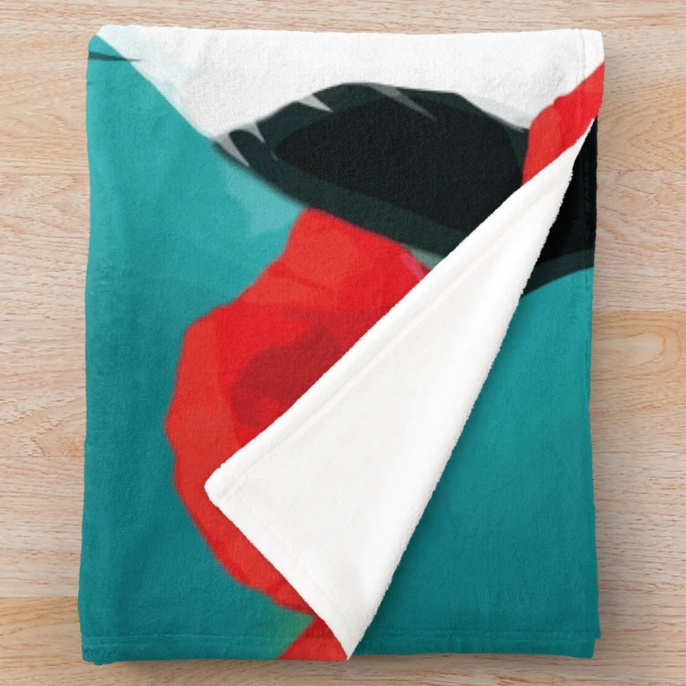 Soft, plush blanket featuring a border collie dog and poppies