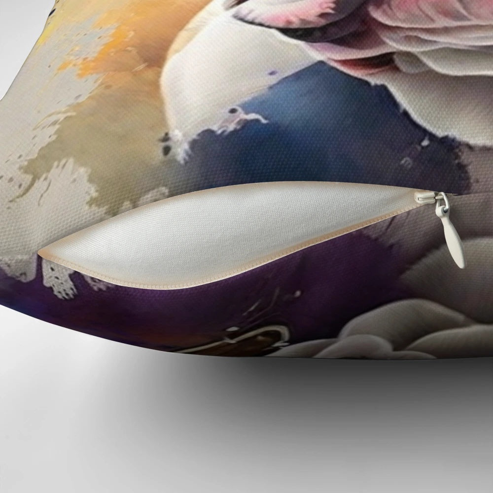 Cozy pillow featuring a whimsical bulldog portrait wearing a cowboy hat