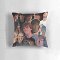 Colorful collage-style pillow featuring fan art of Charlie Gillespie and the cast of Phantoms