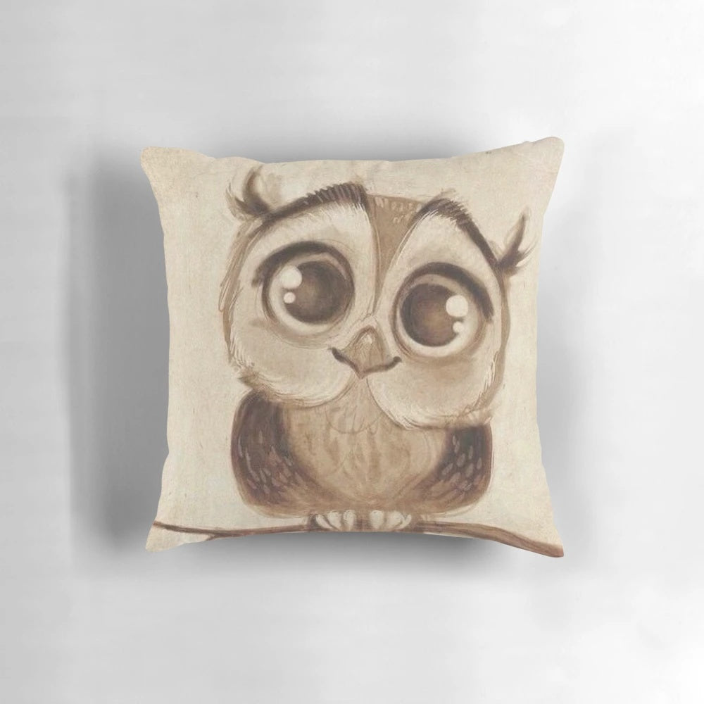 Soft, plush chibi owl-shaped decorative throw pillow