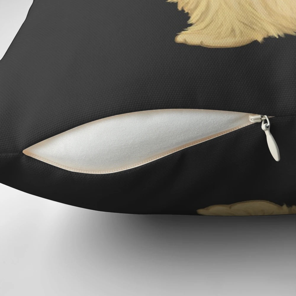 Longhaired cream-colored dachshund cartoon pillow, a cozy and adorable accessory for dog owners.