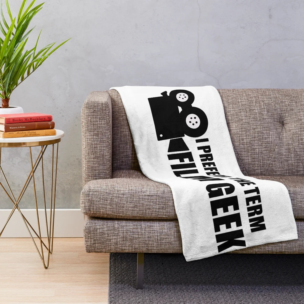 A cozy plush blanket featuring a fun film geek design, perfect for Disney fans