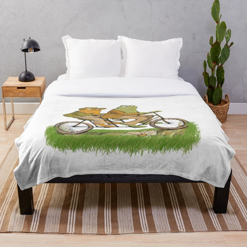 Frog and toad plush blanket with animal print design