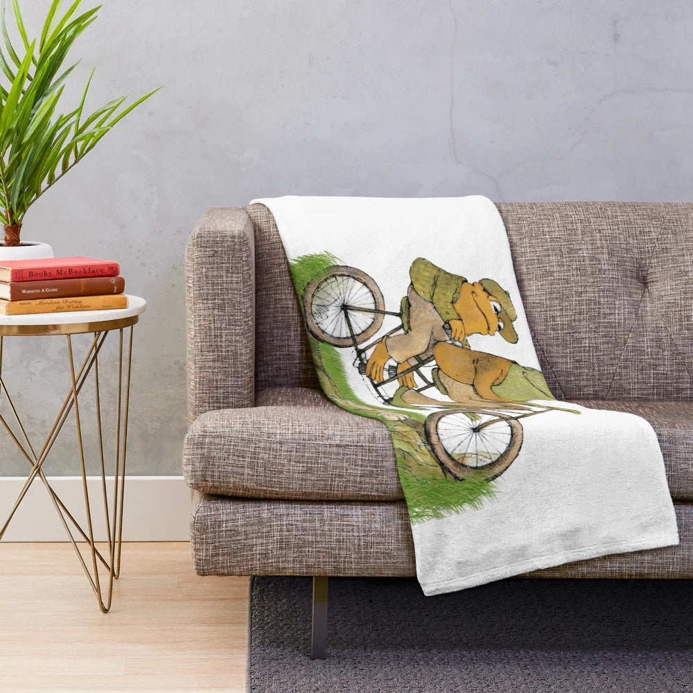 Frog and toad plush blanket with animal print design