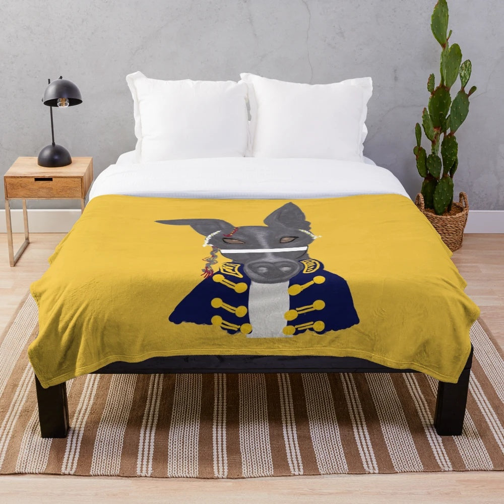 Greyhound plush blanket featuring a prince charming inspired design by artist Jane Wren