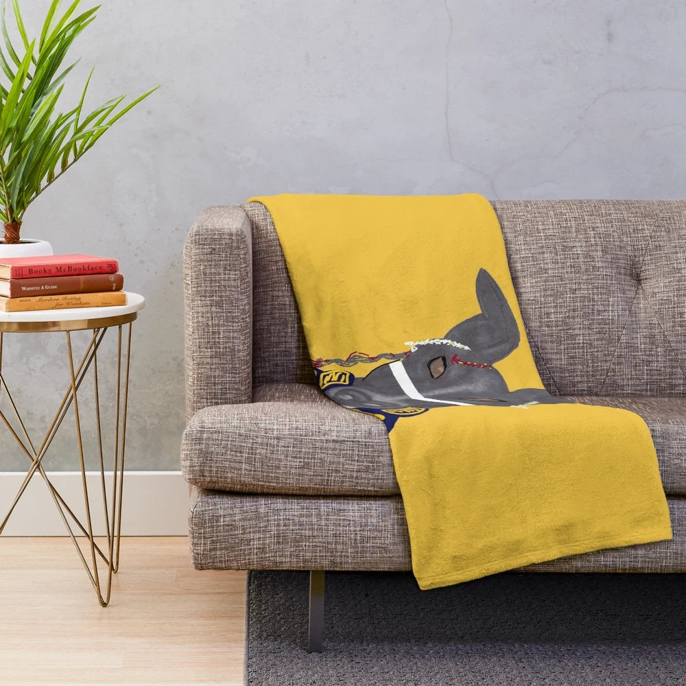 Greyhound plush blanket featuring a prince charming inspired design by artist Jane Wren