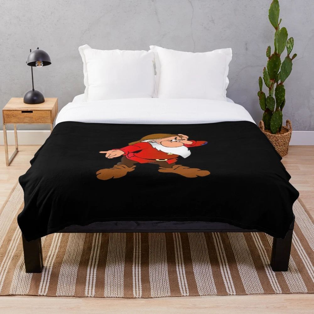 Grumpy dwarf cartoon character plush blanket