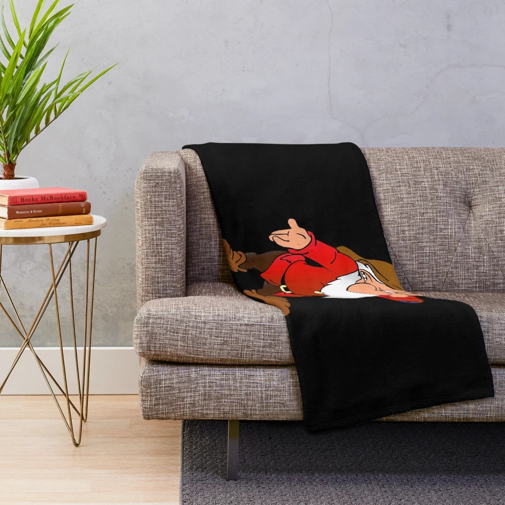 Grumpy dwarf cartoon character plush blanket