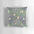 Decorative pillow featuring a whimsical pattern of abyssinian guinea pigs and garden herbs