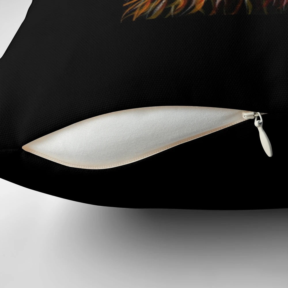 A plush pillow featuring a whimsical highland cow design