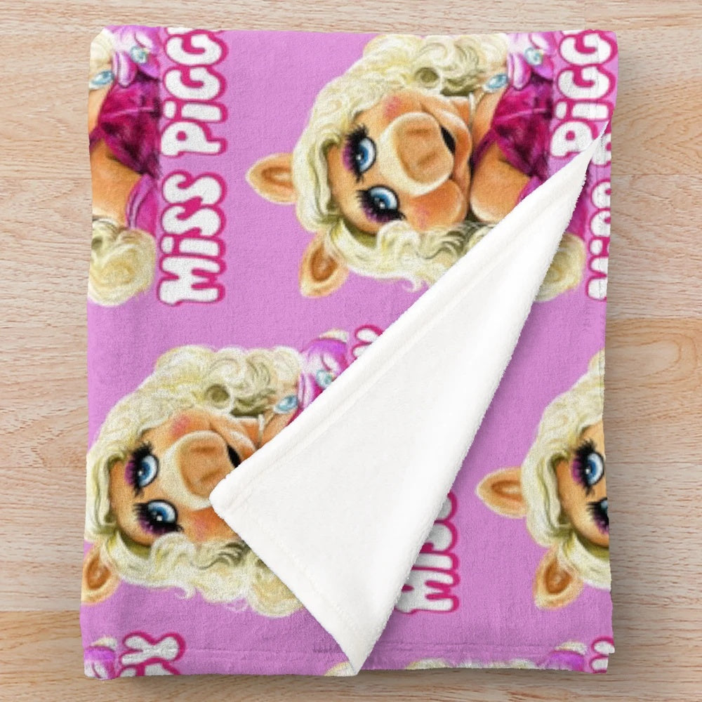 Miss Piggy inspired plush blanket featuring fan art illustration