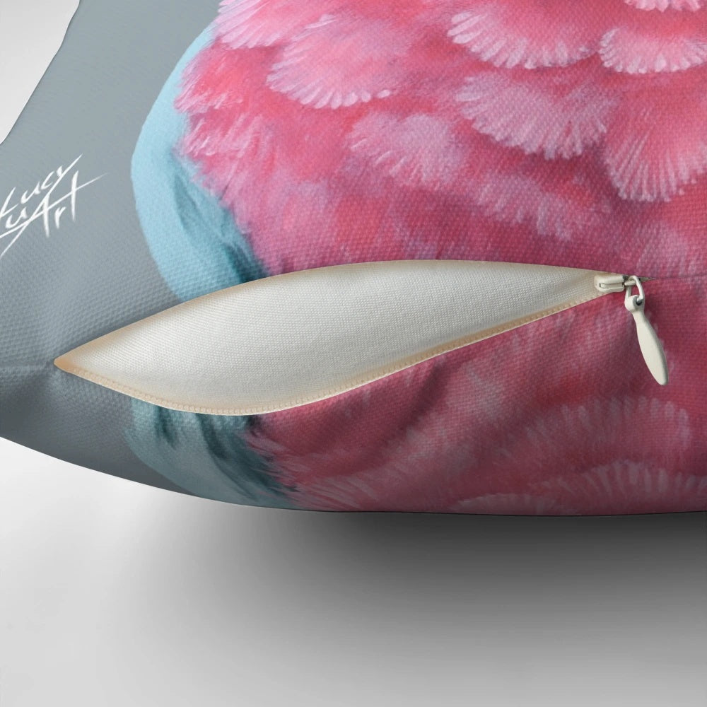 Colorful pink and grey galah bird decorative throw pillow
