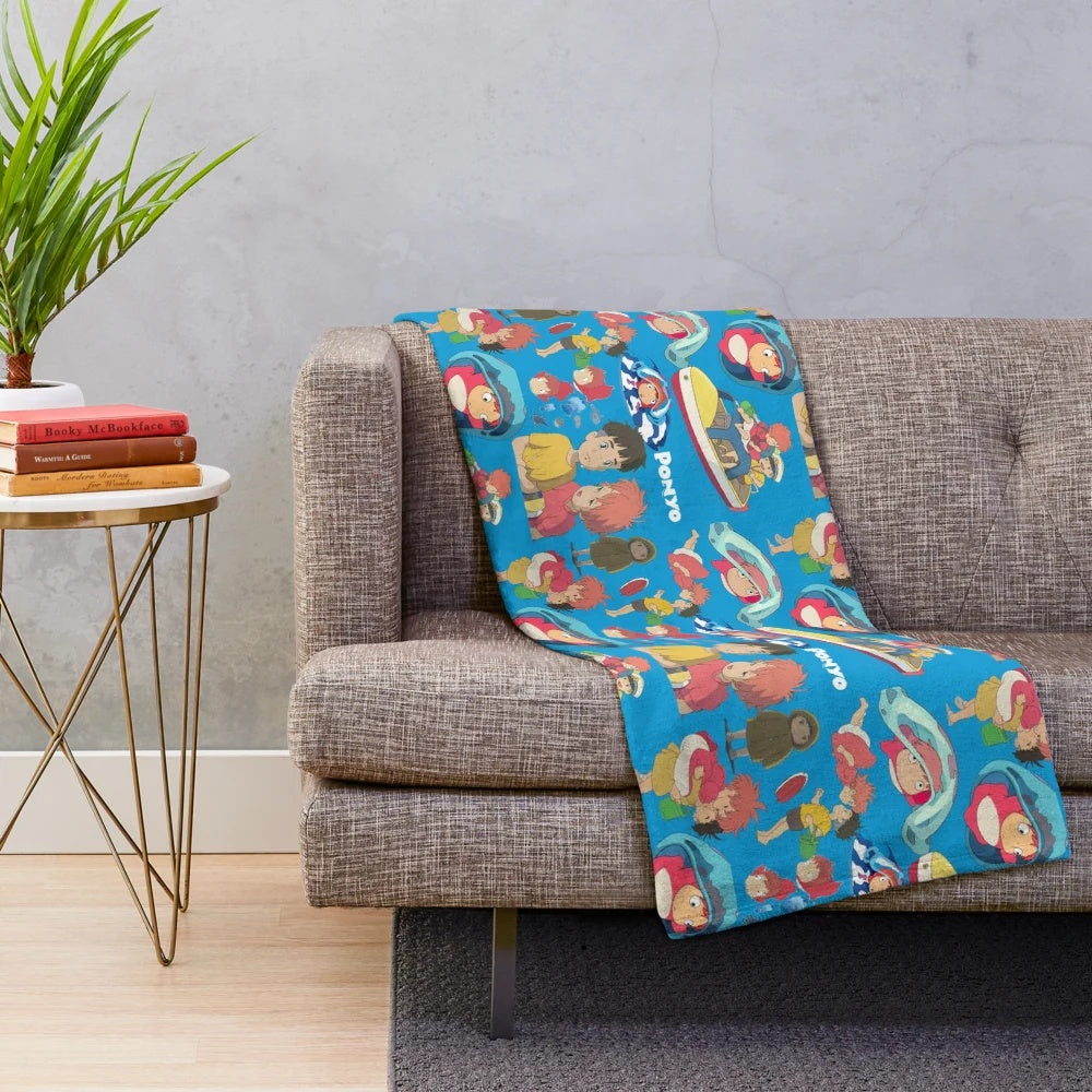 Cozy plush blanket featuring the beloved Ponyo character from Studio Ghibli