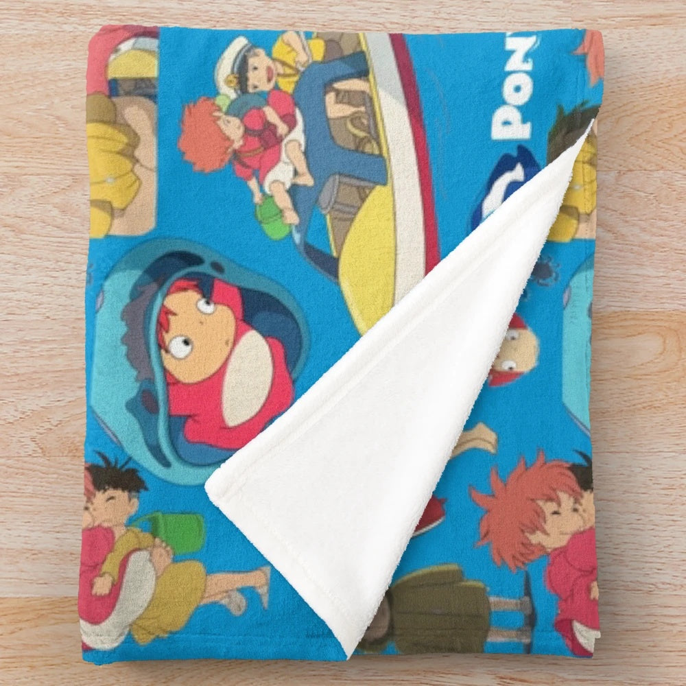 Cozy plush blanket featuring the beloved Ponyo character from Studio Ghibli