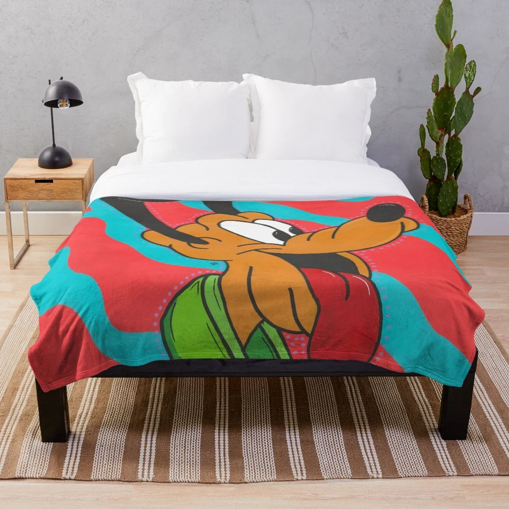 Colorful pop art style plush blanket featuring Disney character Pluto the dog