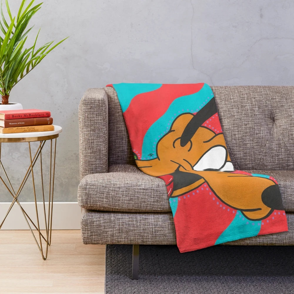 Colorful pop art style plush blanket featuring Disney character Pluto the dog