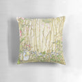 Colorful primrose flowers pillow with a quintessential British countryside scene