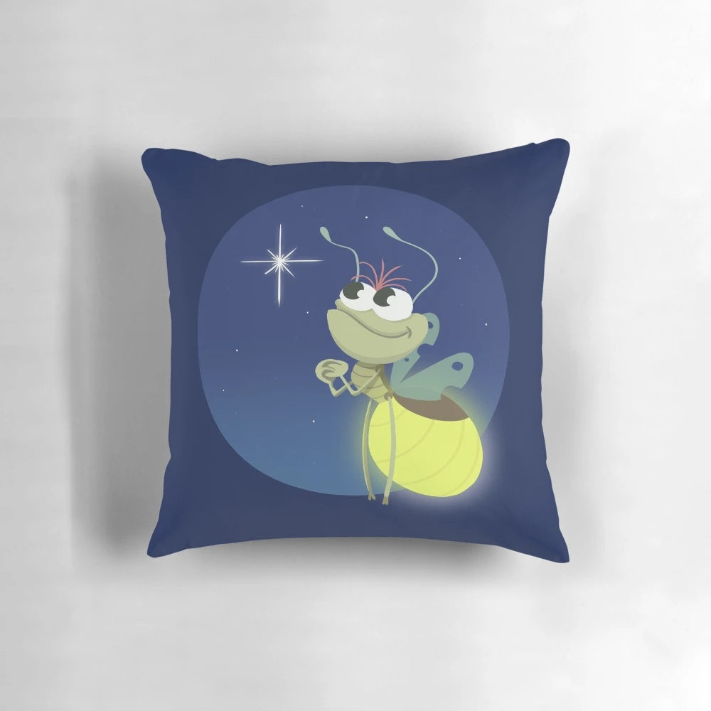Decorative pillow featuring a cute illustration of the characters Raymond and Evangeline from the popular fairytale-inspired franchise.