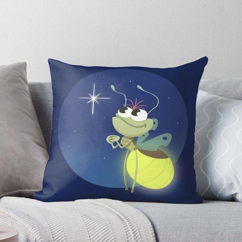 Decorative pillow featuring a cute illustration of the characters Raymond and Evangeline from the popular fairytale-inspired franchise.