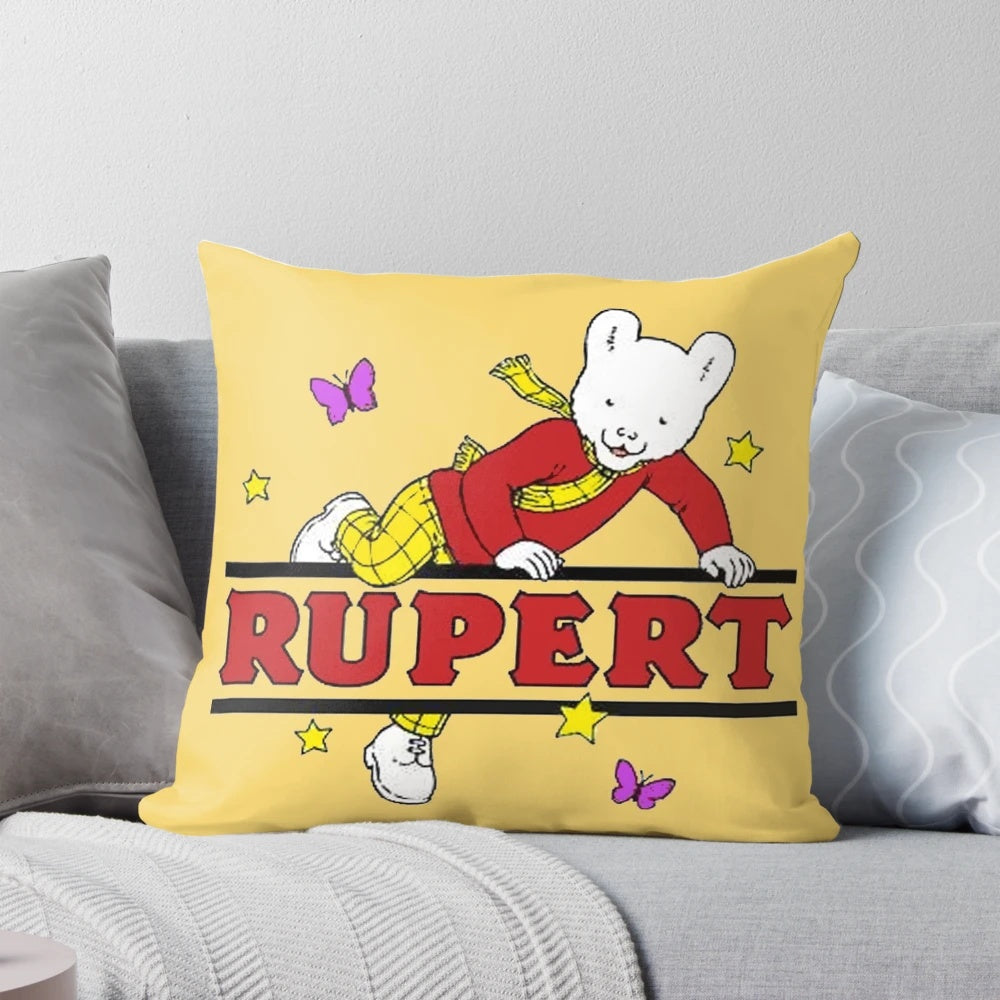 Soft, plush Rupert the Bear character pillow for home decor