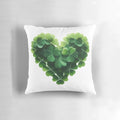 A decorative throw pillow with a whimsical shamrock heart design, perfect for adding a touch of Irish luck to your home.