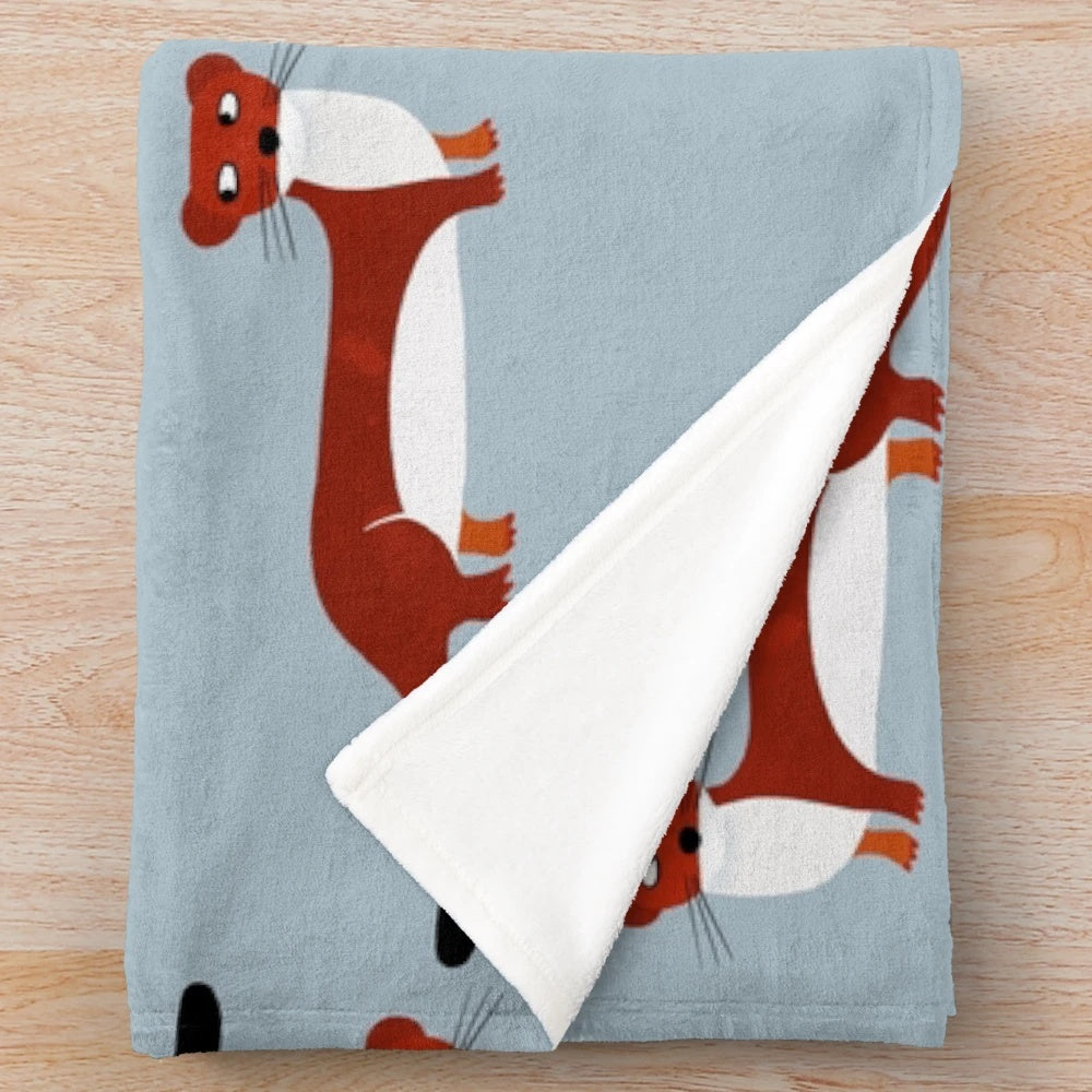 Soft and cozy weasel plush blanket with a quirky and endearing design