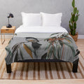 Willy Wagtail Plush Blanket with Gum Leaves and Wattle Accents