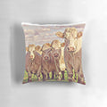 A soft, plush pillow featuring a charming illustration of Charolais cattle on a ranch