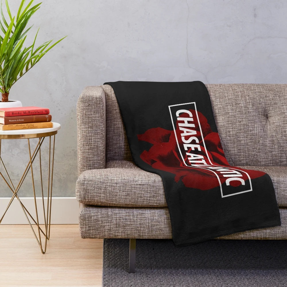 Chase Atlantic inspired plush blanket featuring the band's rose logo