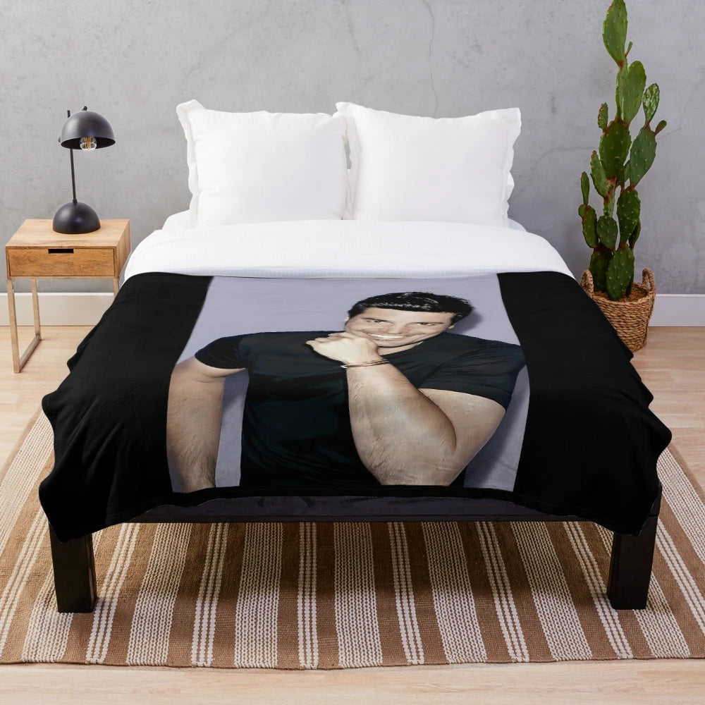 Chayanne-inspired plush blanket featuring the popular Latin singer