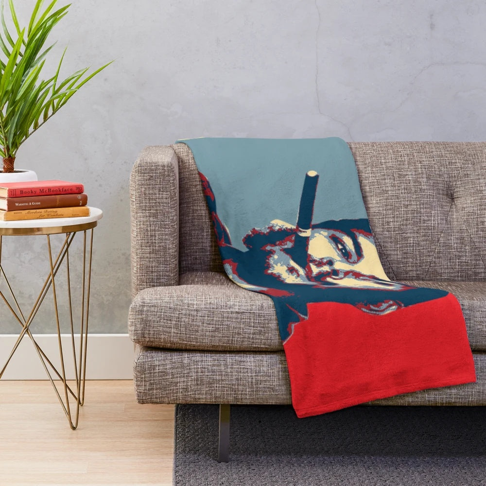 Che Guevara-inspired plush blanket with revolutionary icon design