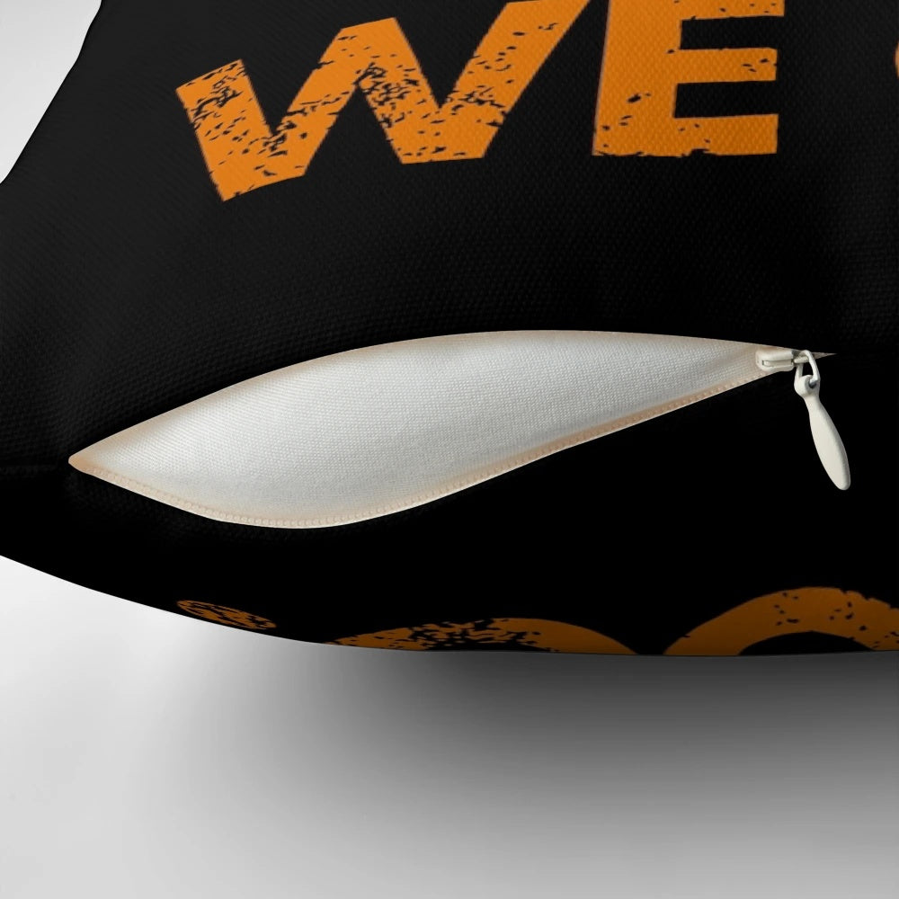 "Checkered flag themed Formula 1 racing pillow with the phrase 'Lights Out and Away We Go'"