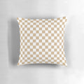 Tan Brown and White Checkered Decorative Pillow