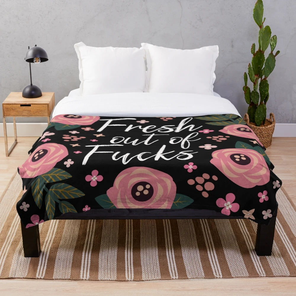 Cheeky floral plush blanket with funny sayings