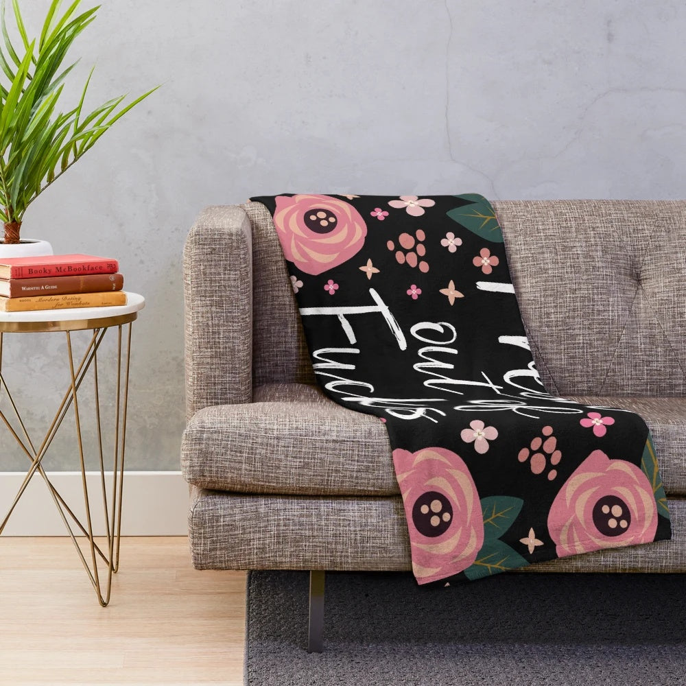 Cheeky floral plush blanket with funny sayings