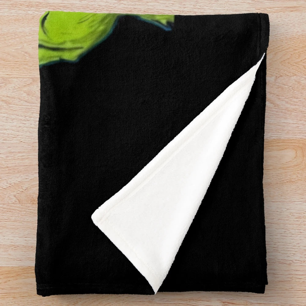 Grinch plush blanket with a middle finger design