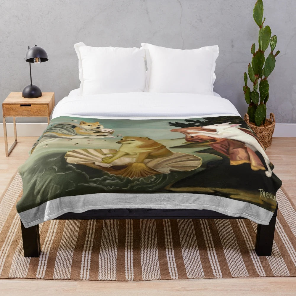 Soft and cuddly plush blanket featuring the popular Cheems dog meme
