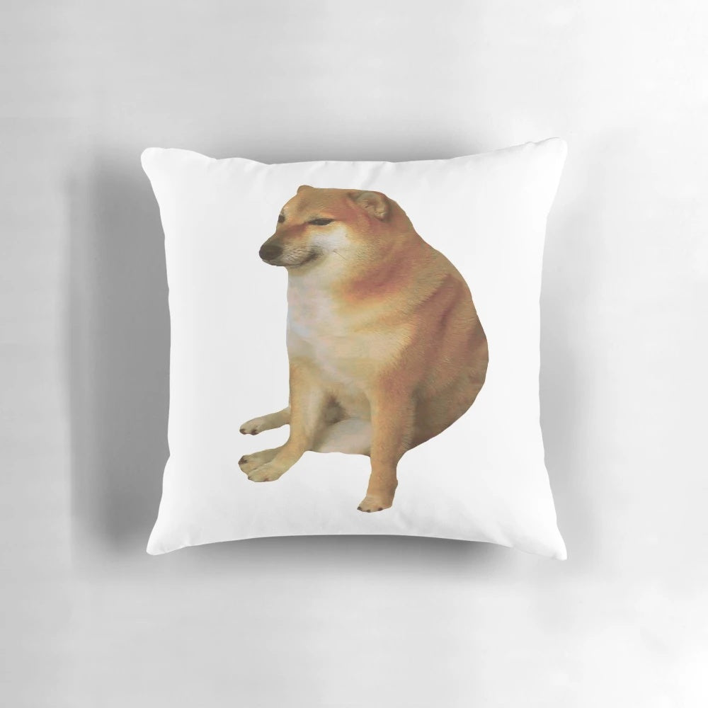 Soft and plush Cheems Shiba Inu meme-themed pillow