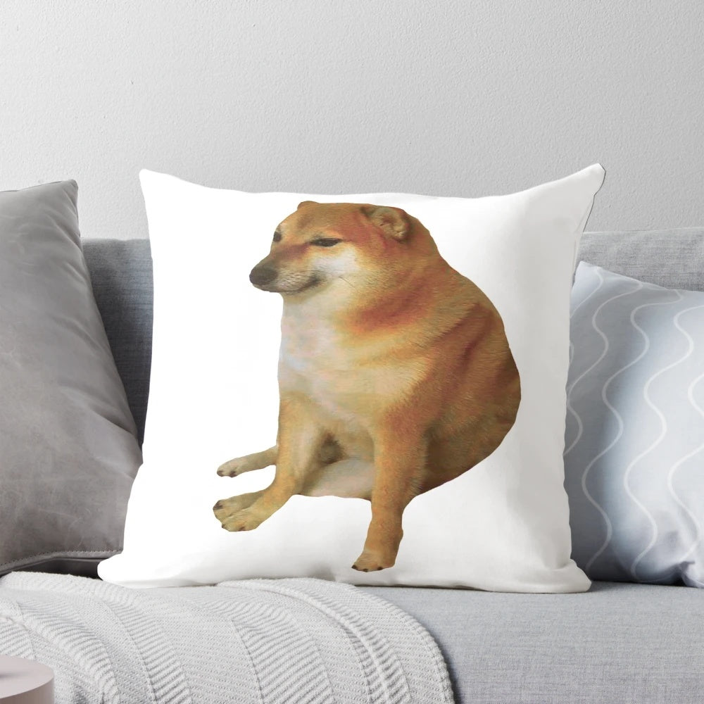 Soft and plush Cheems Shiba Inu meme-themed pillow