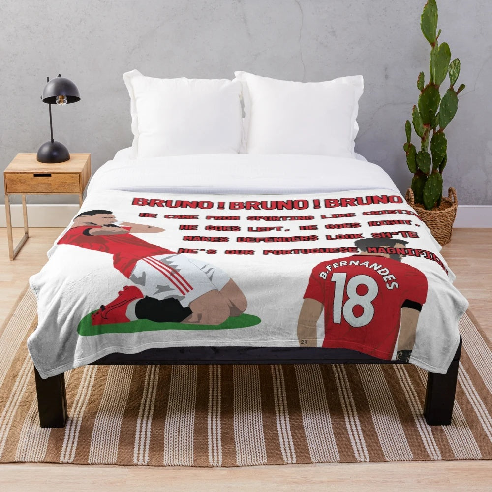 Bruno Fernandes Manchester United Football Chant Plush Blanket
