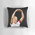 Soft and stylish pillow featuring the crest of Arsenal Women's Super League team and text "Leah Williamson heart