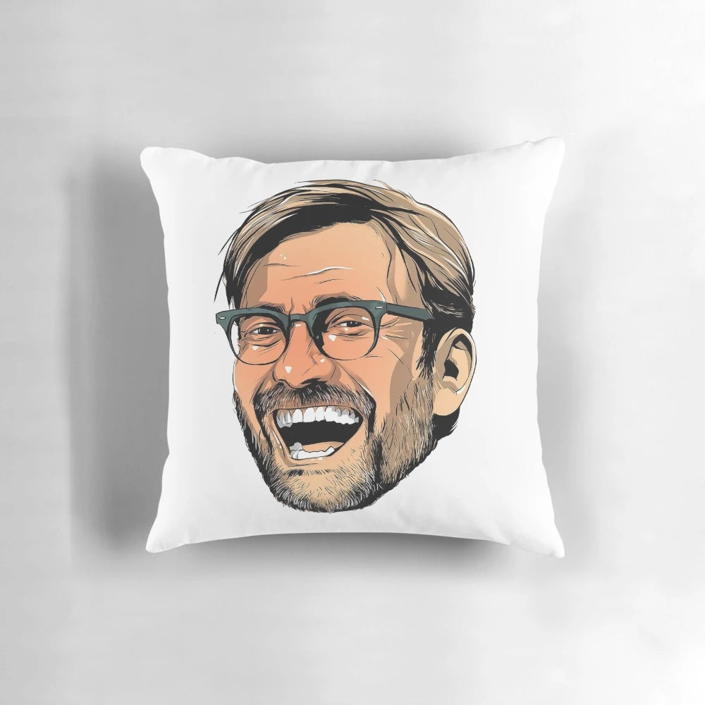 Cheer on Liverpool FC with the Jurgen Klopp Champions Pillow, featuring the iconic Liverpool FC crest and colors.