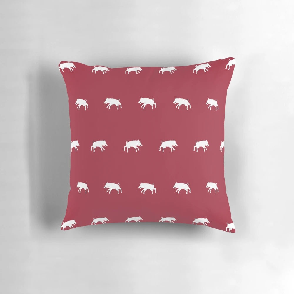 White Razorback Pillow - Show Your Arkansas Razorbacks Pride