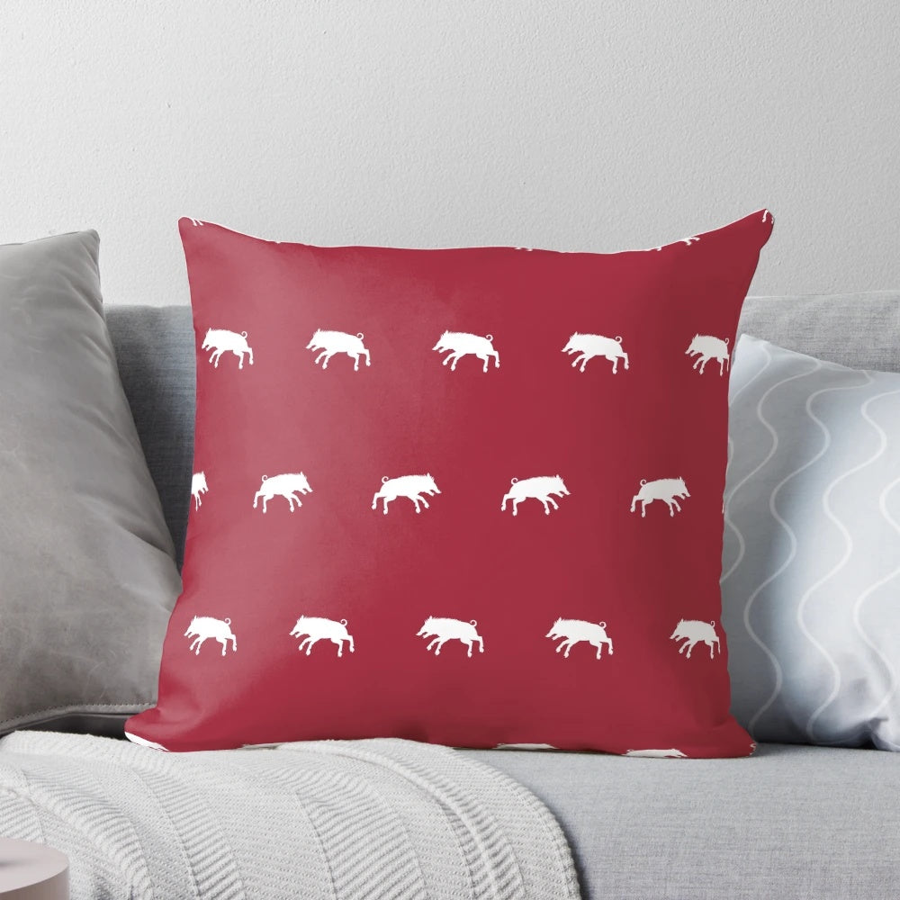 White Razorback Pillow - Show Your Arkansas Razorbacks Pride