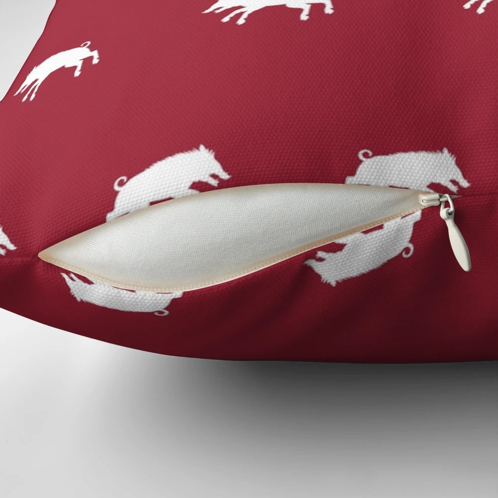 White Razorback Pillow - Show Your Arkansas Razorbacks Pride