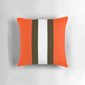 A cozy pillow featuring the colors and theme of the Cleveland Browns football team