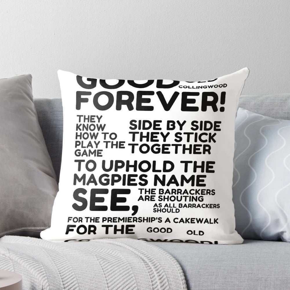Collingwood Magpies-themed pillow with team colors and logo